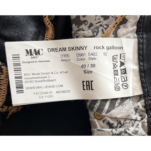 Dream Jeans By MAC Women’s Size 40/US 30 Black Skinny Extra Stretchy Studs Rock - Picture 4 of 11